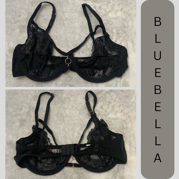 New! Bluebella Black Unlined Sheer Lace Chain Underwired Bra 10522 - Picture 1 of 8